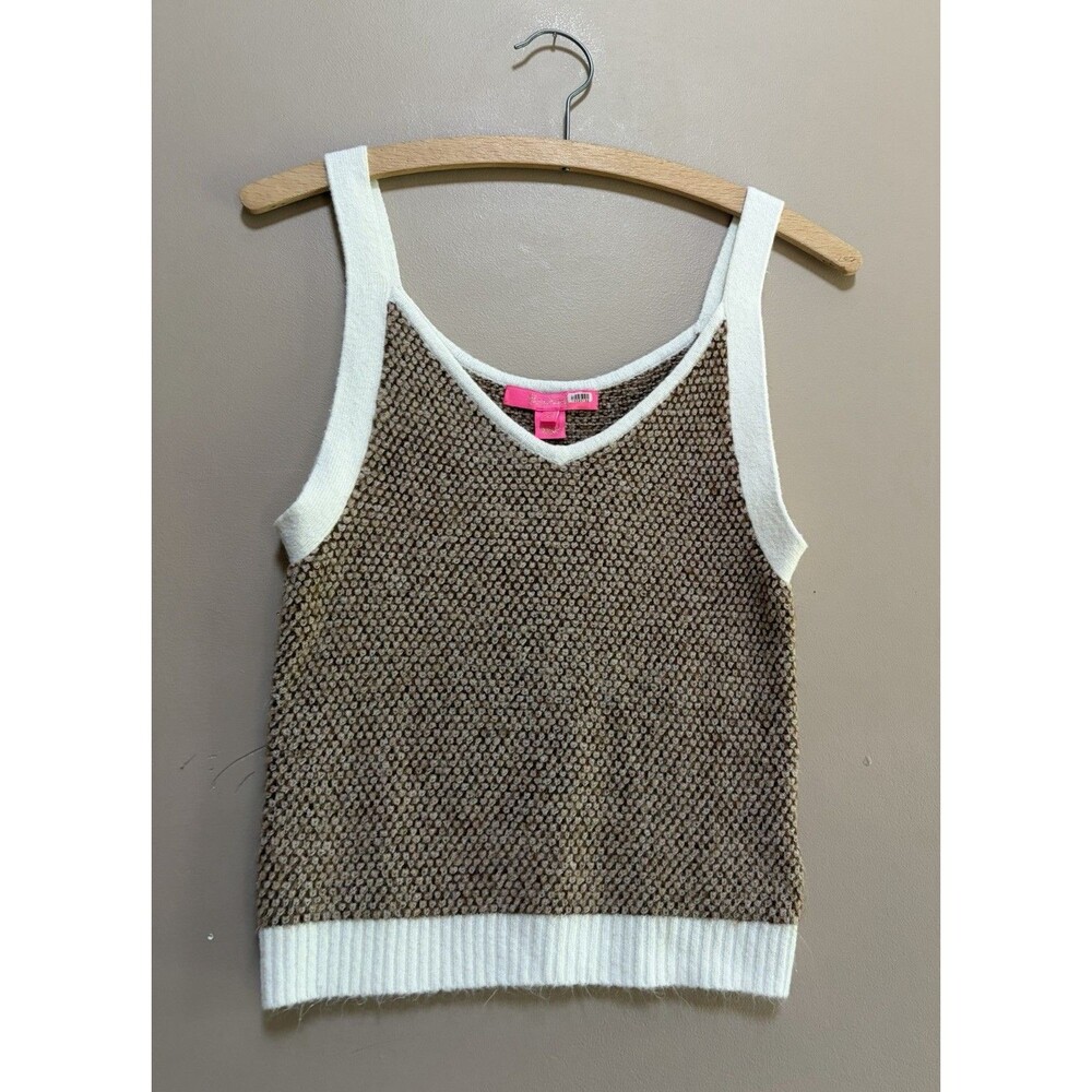 Lilly Pulitzer Tan Brown Size XS Safari Tweed Knit Cormac Sweater‎ Tank Top Boho